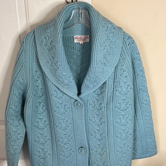 Vintage Charles & Co Wool Chunky sweater cardigan cable knit jacket Sweater Sz M - Picture 3 of 15